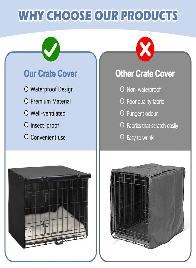Akinerri Dog Crate Cover - Double Door Waterproof Kennel Cover, Durable 600D Polyester, Black, Fits 42 Inch Dog Crate - Image 3