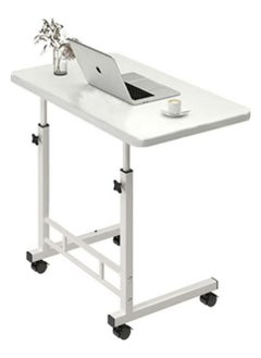 Laptop Desk, Adjustable Height Mobile Standing Desk, Bed Table with Wheels, Easy to Assemble, Ideal for Office, Breakfast, Coffee