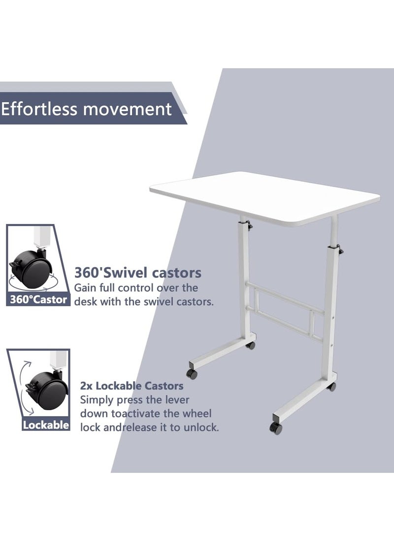 DubaiGallery - Laptop Desk, Adjustable Height Mobile Standing Desk, Bed Table with Wheels, Easy to Assemble, Ideal for Office, Breakfast, Coffee - Image 1