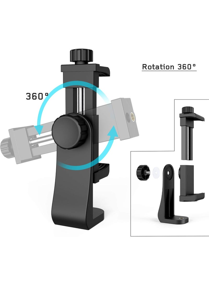 Universal Phone Tripod Mount Adapter – Adjustable Clamp with Wireless Remote & LED Light for Selfie Stick and Monopod - Image 4