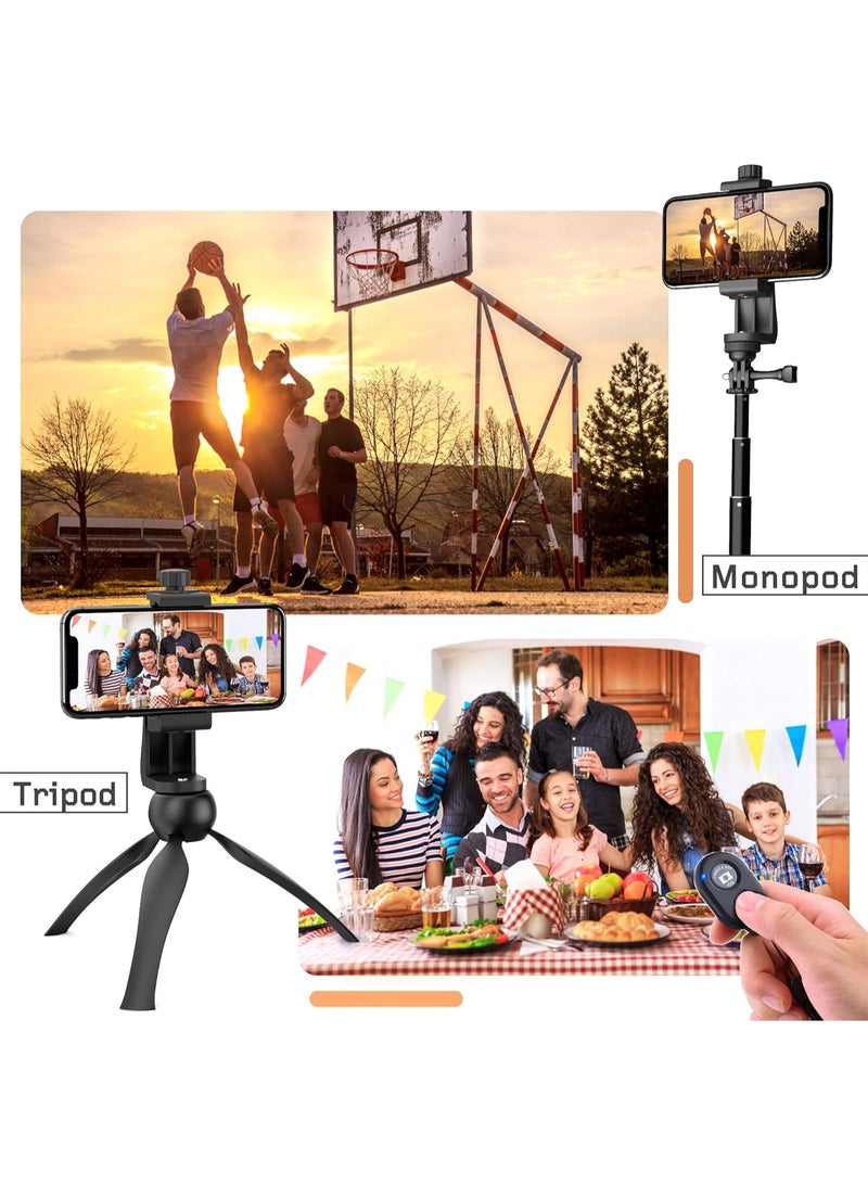 Universal Phone Tripod Mount Adapter – Adjustable Clamp with Wireless Remote & LED Light for Selfie Stick and Monopod - Image 5
