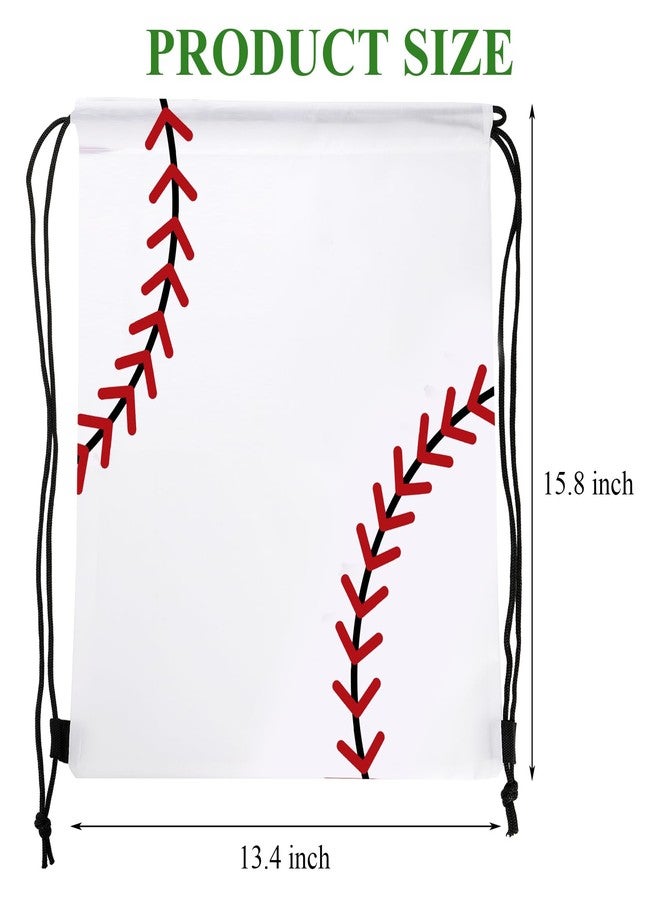 Tebery 12 Pack Drawstring Baseball String Backpacks for Gym Sports, Sport Party Drawstring Goodie Favor Bags Supplies Gifts for Kids Various Baseball Games(13.4 x 15.8 Inch) - Image 2
