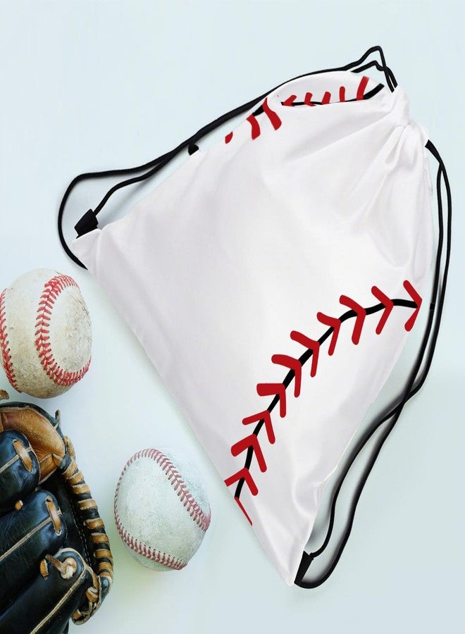 Tebery 12 Pack Drawstring Baseball String Backpacks for Gym Sports, Sport Party Drawstring Goodie Favor Bags Supplies Gifts for Kids Various Baseball Games(13.4 x 15.8 Inch) - Image 4