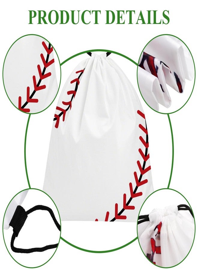 Tebery 12 Pack Drawstring Baseball String Backpacks for Gym Sports, Sport Party Drawstring Goodie Favor Bags Supplies Gifts for Kids Various Baseball Games(13.4 x 15.8 Inch) - Image 3
