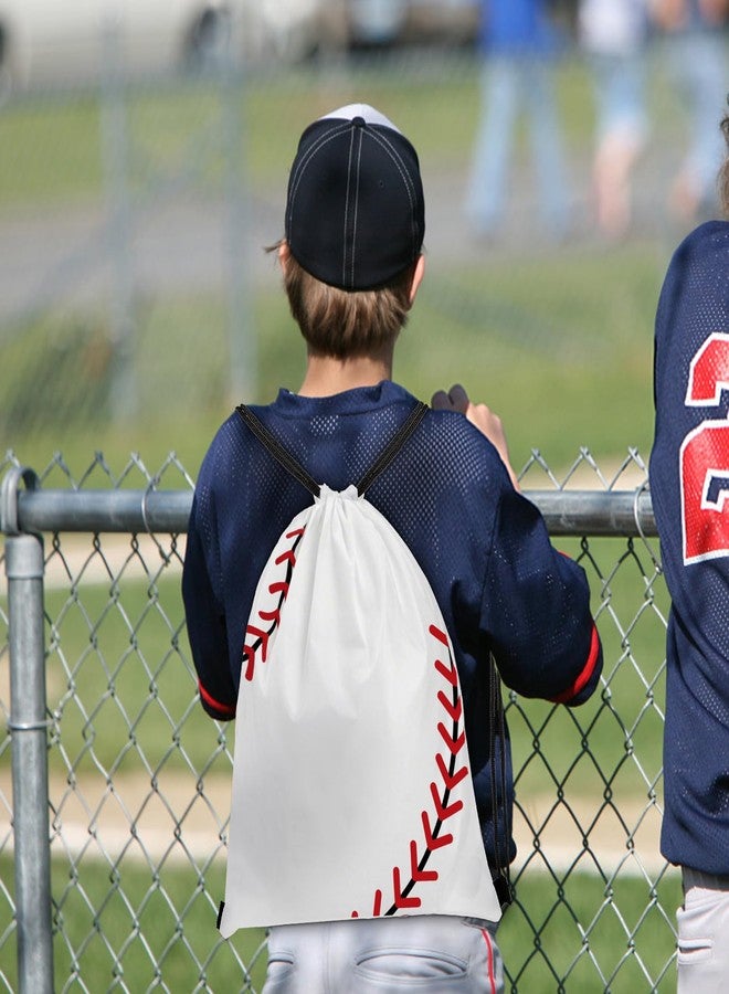Tebery 12 Pack Drawstring Baseball String Backpacks for Gym Sports, Sport Party Drawstring Goodie Favor Bags Supplies Gifts for Kids Various Baseball Games(13.4 x 15.8 Inch) - Image 5