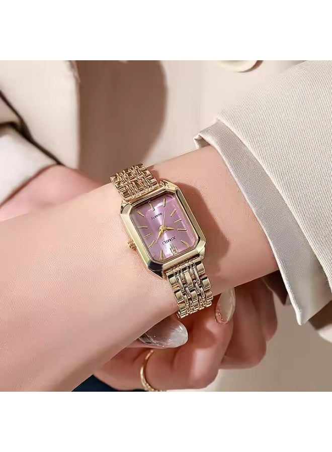 QUARTZ 4PCS Watches Fashion High precision quartz movement Quartz Stainless Steel Watch Gold - Image 5