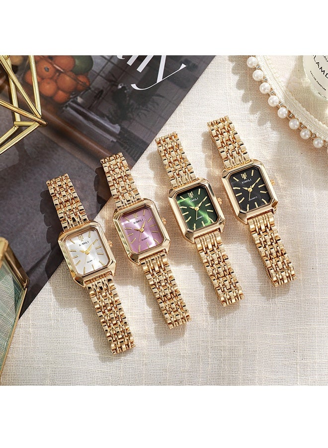 QUARTZ 4PCS Watches Fashion High precision quartz movement Quartz Stainless Steel Watch Gold - Image 1