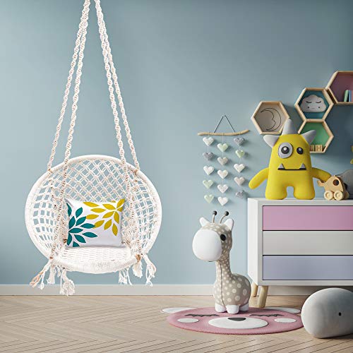 Patiofy Single Seater Home Swing For Adults&Kids|Suitable For Living Room/Balcony/Outdoor|Capacity Upto 120 Kgs|Includes Free Hanging Accessories|Handmade Jhula With Premium White Cotton Rope, 66 Cm - Image 2