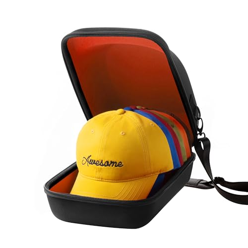 Ozueccr Hard Hat Travel Case – Storage for Baseball Caps with Carrying Handle and Adjustable Shoulder Strap, Hat Organizer Protects up to 6 Hats, for Travel and Home Storage (Inner Orange) - Image 1