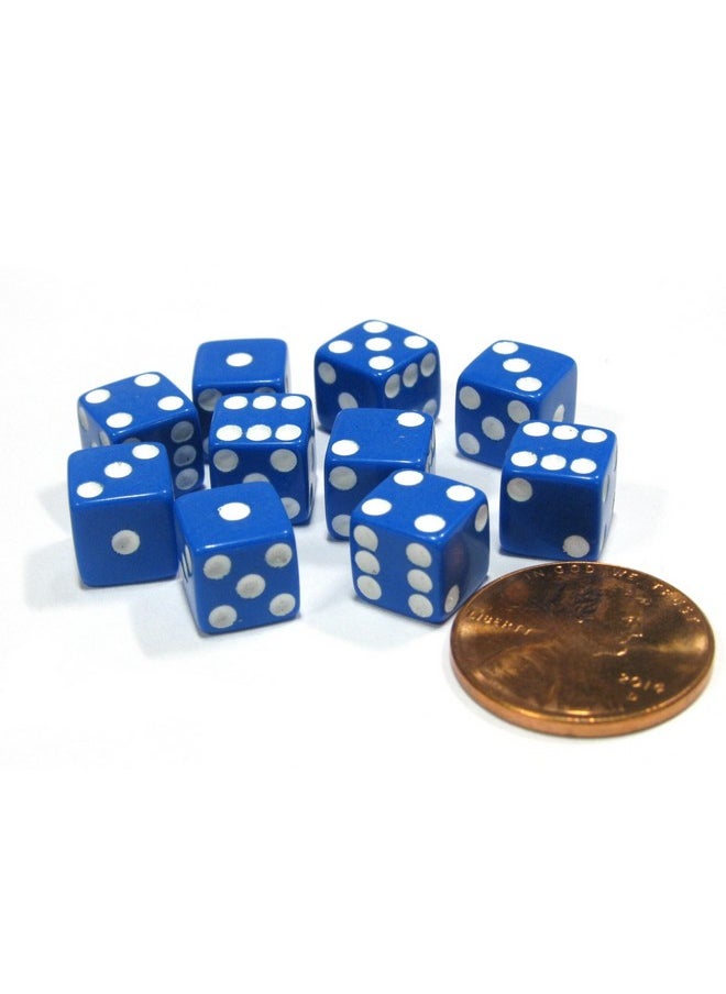 Koplow Games Koplow Games Set of 10 Blue 8mm Six Sided D6 Small Square Dice with White Pips  - Image 4