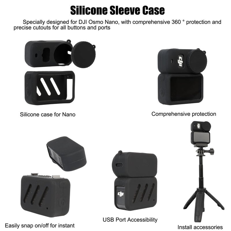 PellKing Ultimate Protection Kit for DJI Osmo Nano Camera - [3-in-1] Tempered Glass Screen/Lens Protector, Full Body Silicone Cover Case & Portable Carry Bag - Image 3