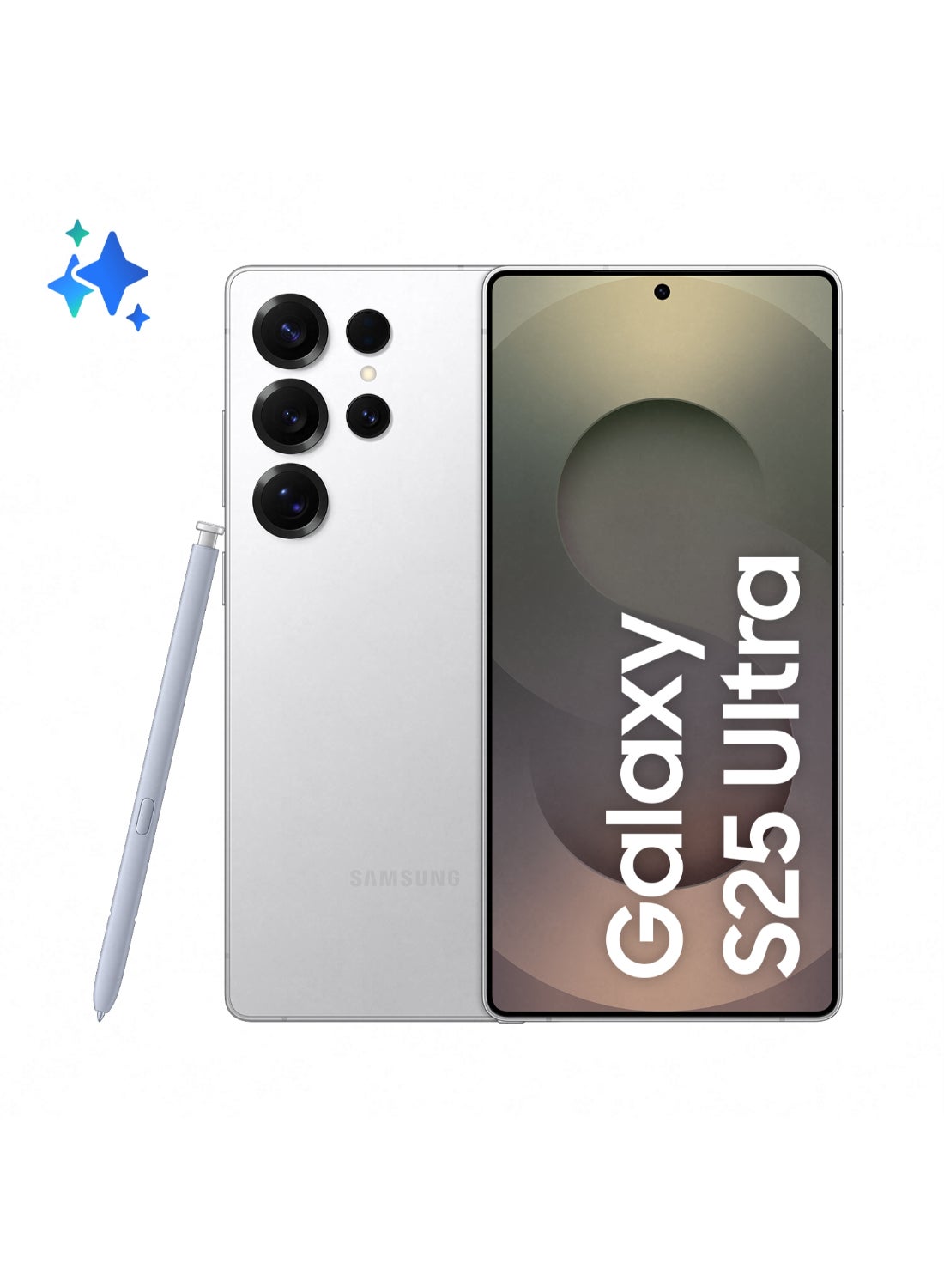 Galaxy S25 Ultra AI Dual SIM Titanium Whitesilver 12GB RAM 256GB 5G - Middle East Version
