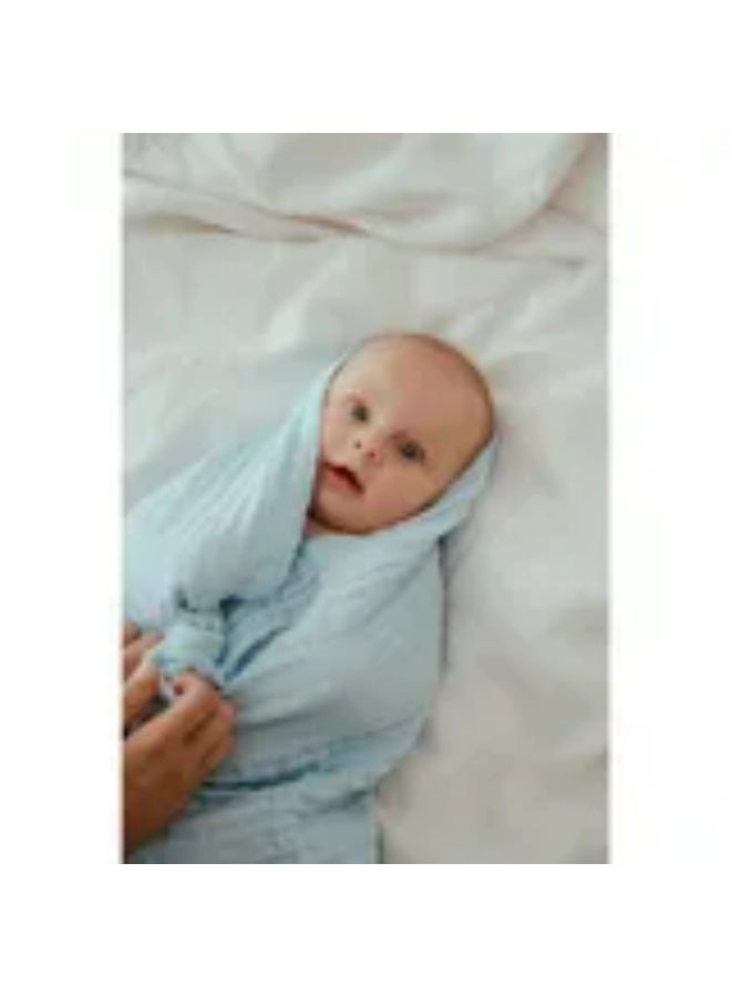 Anvi Baby - Set Of 2 Organic Muslin Bath Towel- Green/White - Image 5