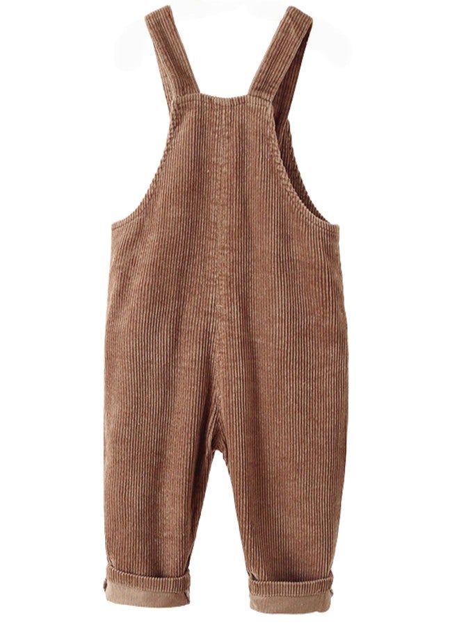 DOCOLL Brown Overalls Baby Boy Corduroy Suspender Pants Solid Straps Trousers Halter Romper Jumpsuit 12-18 Months - Image 2