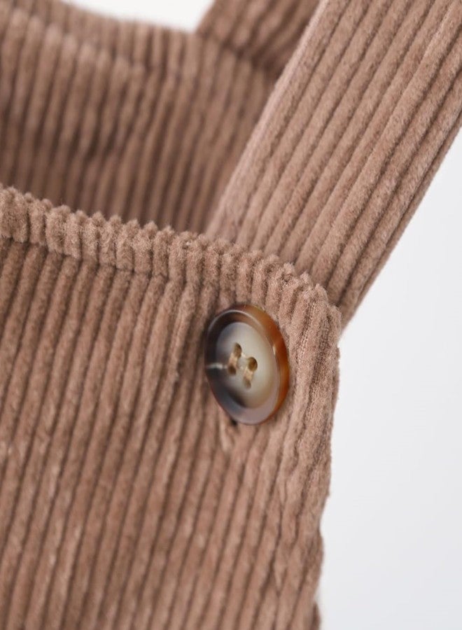 DOCOLL Brown Overalls Baby Boy Corduroy Suspender Pants Solid Straps Trousers Halter Romper Jumpsuit 12-18 Months - Image 4