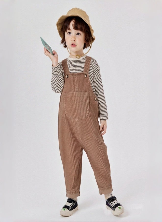 DOCOLL Brown Overalls Baby Boy Corduroy Suspender Pants Solid Straps Trousers Halter Romper Jumpsuit 12-18 Months - Image 3