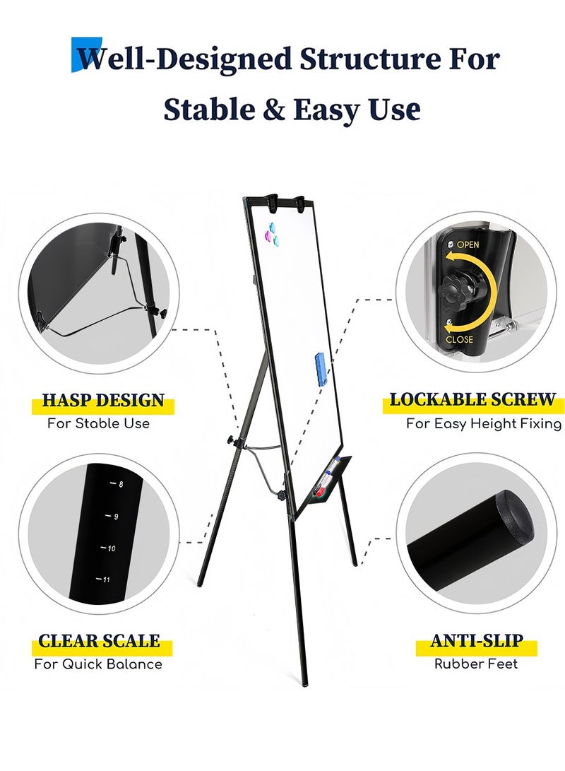 كيدل سبورة بيضاء - حامل مغناطيسي محمول قابل للمسح الجاف 36 × 24 ارتفاع قابل للتعديل، حامل لوح أبيض للرسم على شكل لوحة قلابة للمكتب أو التدريس في المنزل والفصل الدراسي - Image 3