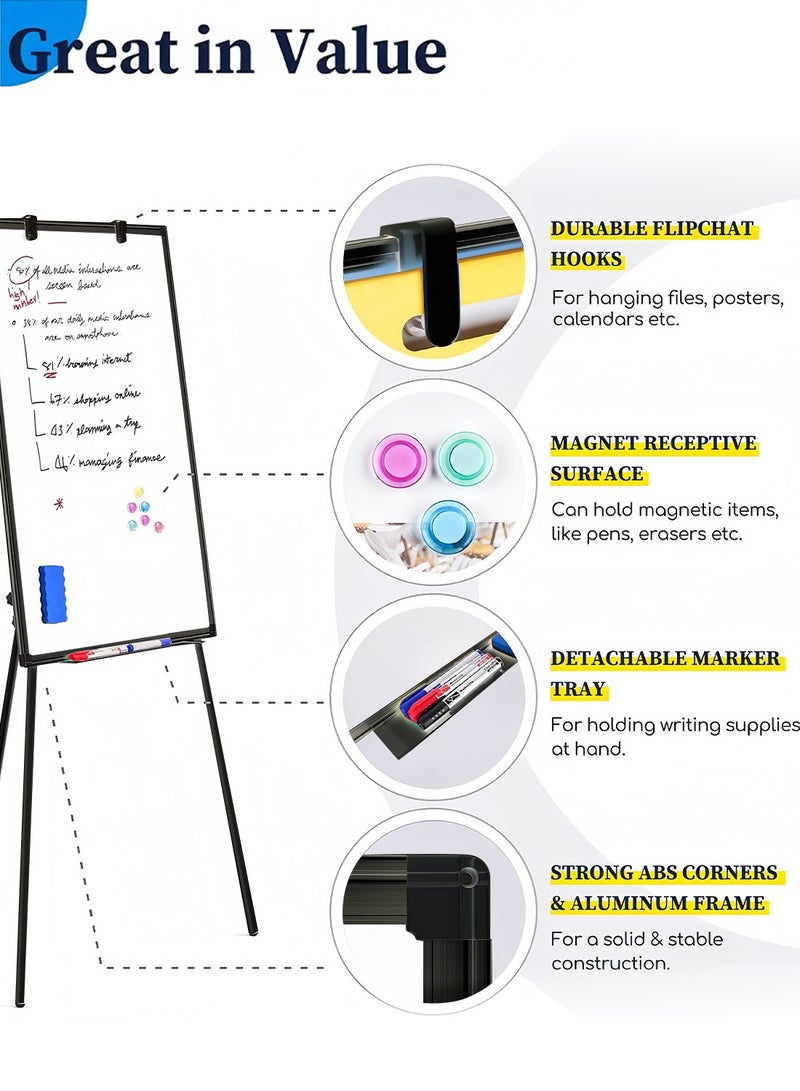 كيدل سبورة بيضاء - حامل مغناطيسي محمول قابل للمسح الجاف 36 × 24 ارتفاع قابل للتعديل، حامل لوح أبيض للرسم على شكل لوحة قلابة للمكتب أو التدريس في المنزل والفصل الدراسي - Image 5