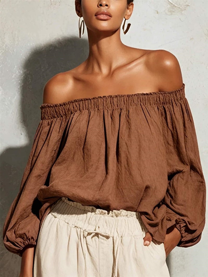 Women's Off-Shoulder Lantern Sleeve Blouse