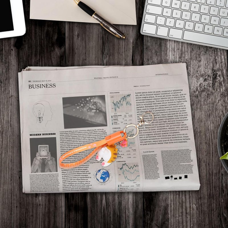 مفتاح بكابل شحن من نوع Type-C على شكل رسوم متحركة، كابل USB باللون البرتقالي مزدوج الاستخدام مع قلادة قطة لطيفة، خط بيانات للهاتف المحمول مثالي للسفر والشحن اليومي - Image 4