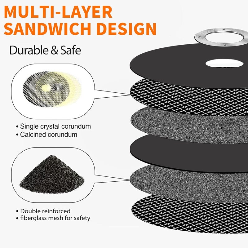 SI FANG 2 Inch Die Grinder Cut-Off Wheel and 3/8in Arbor Hole 1/4in Stem Mounting Mandrel Holder Accessories, for Air Grinders Drill Rotary Tool, Mini Metal Cutting Wheels Cutter Discs 11 Pack Set - Image 3
