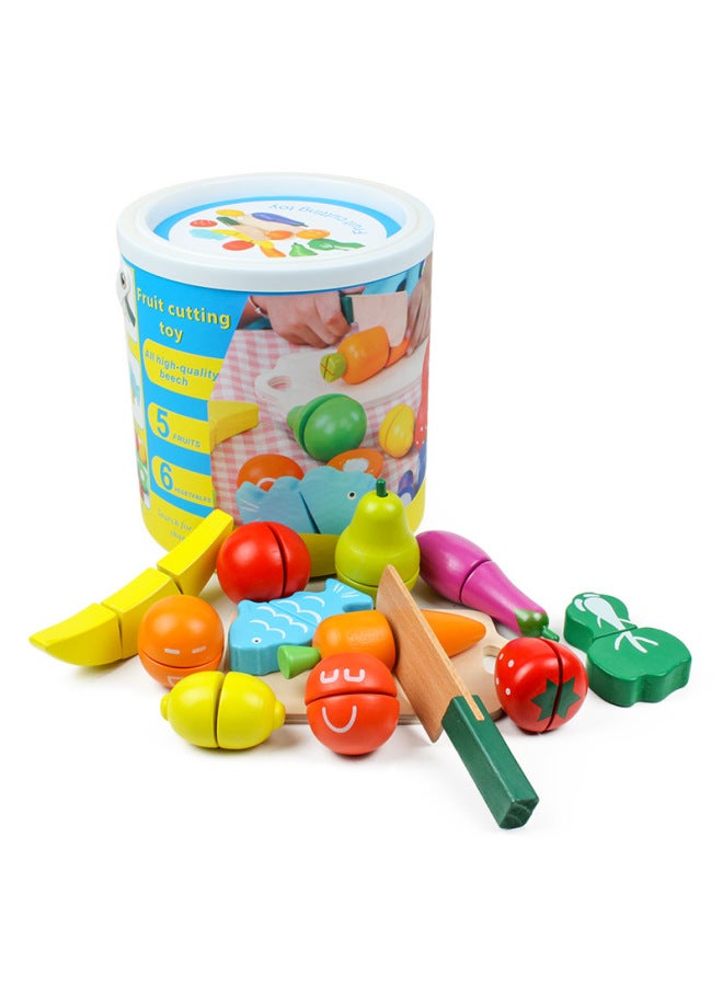 ألعاب تقطيع الفواكه للأطفال، تقطيع الخضروات، مشاهدة برميل، قطع الموسيقى، ألعاب خشبية للأطفال، اللون: قطع الفواكه والخضروات - Image 1