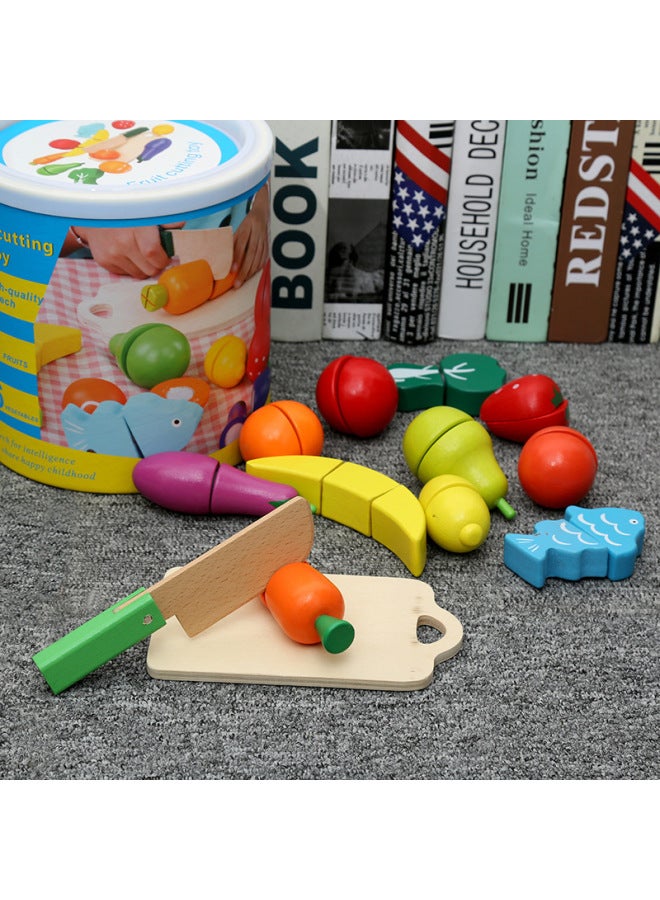 ألعاب تقطيع الفواكه للأطفال، تقطيع الخضروات، مشاهدة برميل، قطع الموسيقى، ألعاب خشبية للأطفال، اللون: قطع الفواكه والخضروات - Image 2