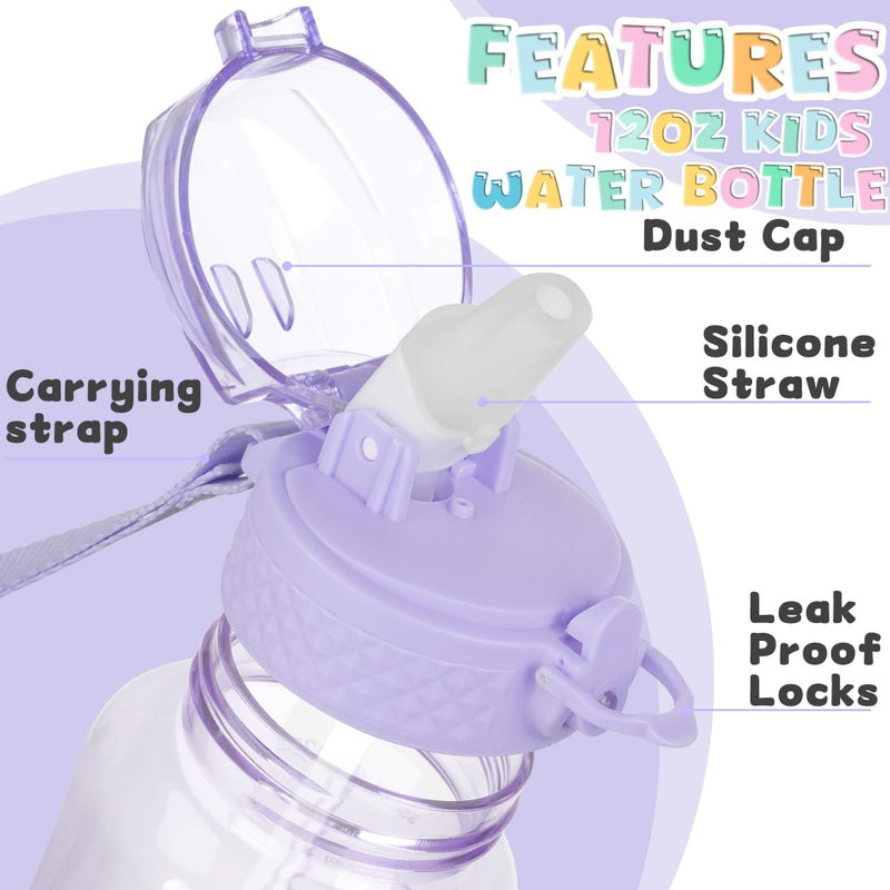 OLDLEY 12oz Kids Water Bottle for School - Motivational With Silicone Straw, Leak-Proof Tritan BPA-Free, Reusable for Girls Boys, Amethyst - Image 5