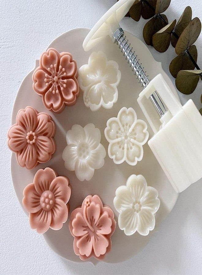 Zhuluck White Mold with 6 Petals 30g Mooncake Mould Hand Press Cookie Stamps, Cherry Blossom Flower Stamps, Mid-Autumn Festival Pastry Tool Pie Making, Cookie Stamps Baking Tools and Accessories - Image 1