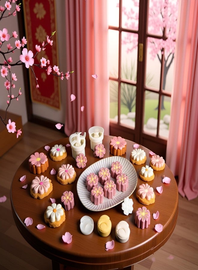 Zhuluck White Mold with 6 Petals 30g Mooncake Mould Hand Press Cookie Stamps, Cherry Blossom Flower Stamps, Mid-Autumn Festival Pastry Tool Pie Making, Cookie Stamps Baking Tools and Accessories - Image 5