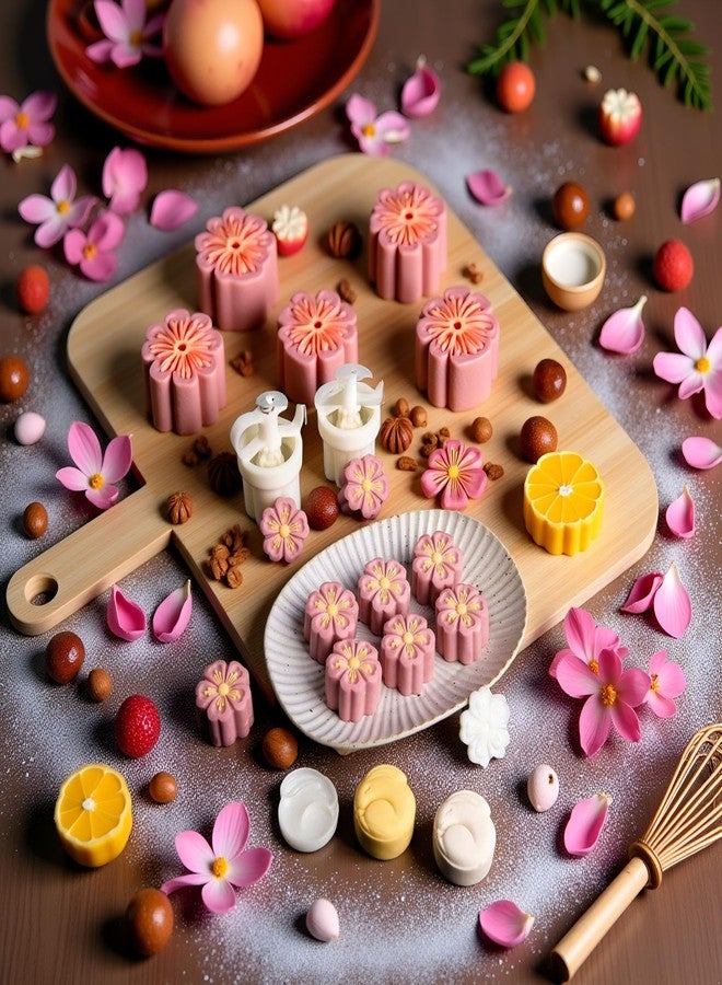 Zhuluck White Mold with 6 Petals 30g Mooncake Mould Hand Press Cookie Stamps, Cherry Blossom Flower Stamps, Mid-Autumn Festival Pastry Tool Pie Making, Cookie Stamps Baking Tools and Accessories - Image 3