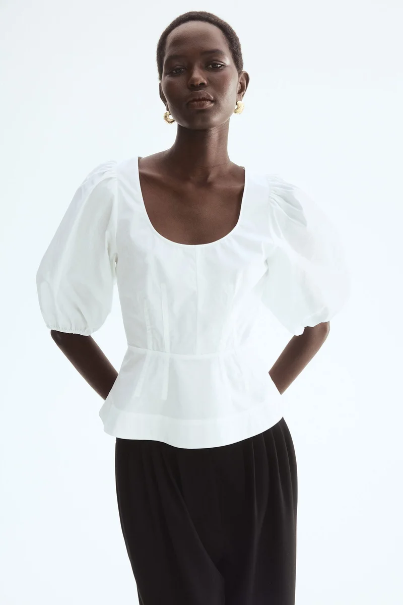 H&M Cotton peplum blouse