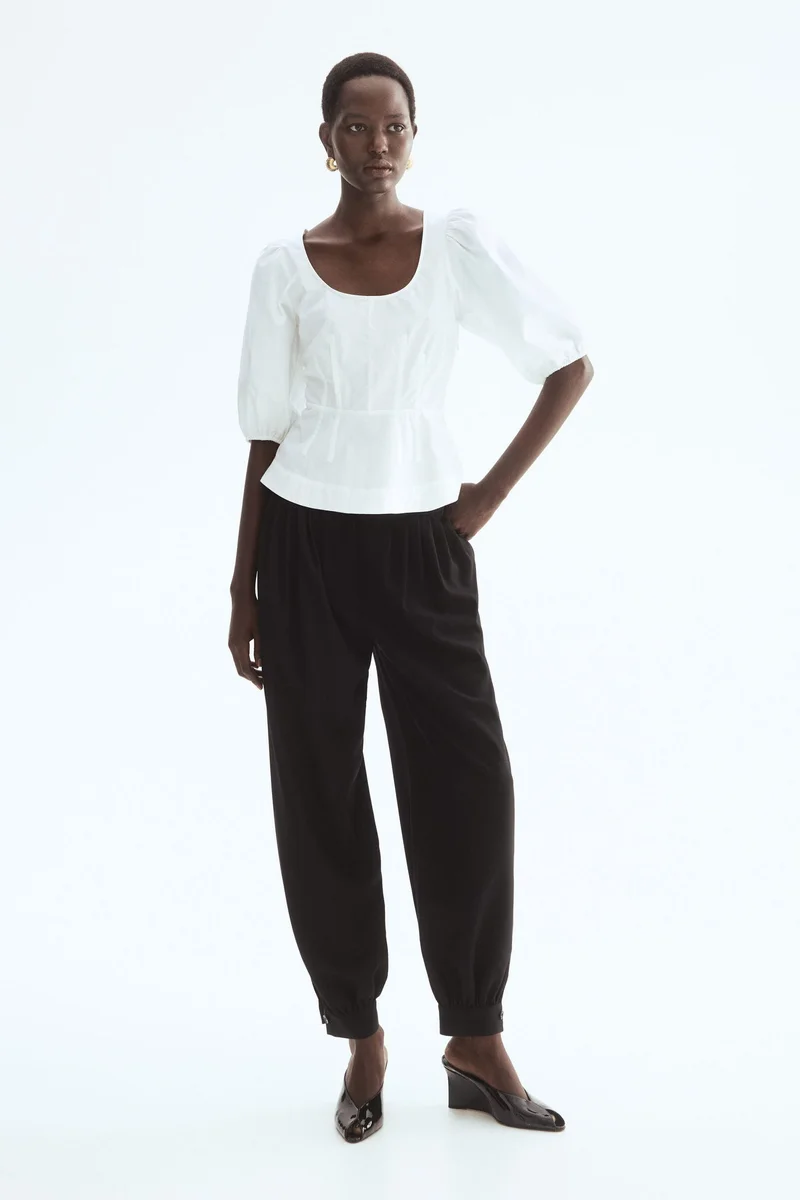H&M Cotton peplum blouse
