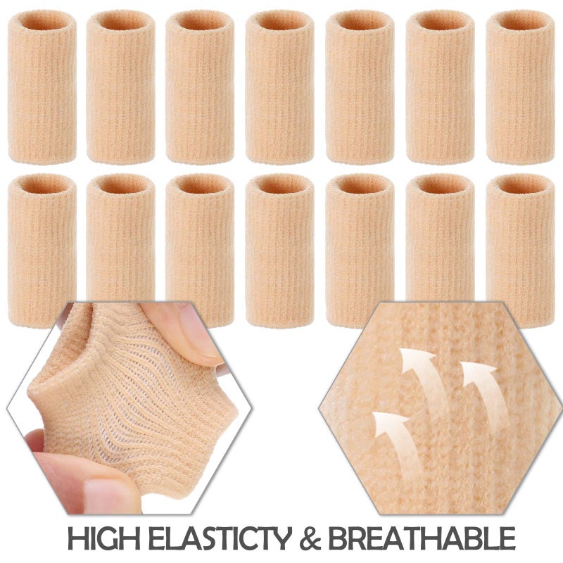 Skylety 30 Pieces Finger Sleeves with 1 Storage Bag, Thumb Splint Brace Support Protector Breathable Elastic Finger Tape for Pain Relief Arthritis Trigger Sports Basketball Baseball(Beige) - Image 4