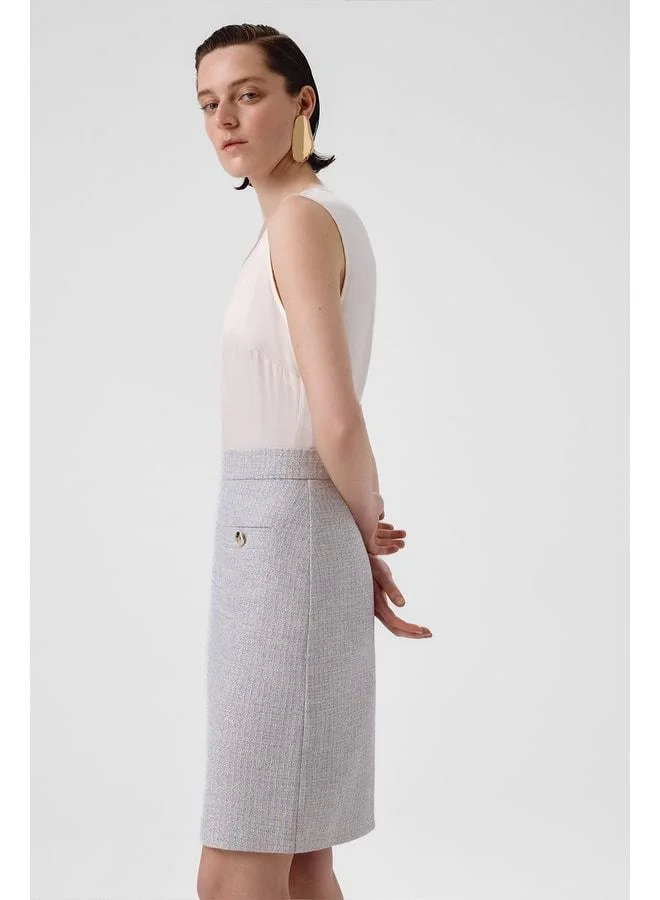 Mısırlı 1951  Light Blue Slit Detailed Pencil Skirt. for Women | Best Price UAE