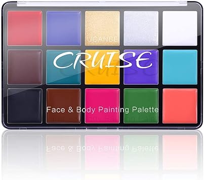 UCANBE Face Body Paint Oil Professional 15 Colors FX Makeup Palette Non Toxic Hypoallergenic Safe Facepaint for Halloween Cosplay Costumes Parties and Festivals - Image 1