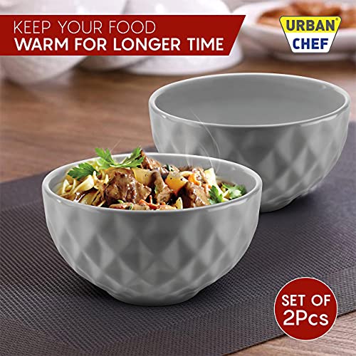 URBAN CHEF Ceramic Bowl | 500 ml | Kitchen Accessories Items for Home, Serving Bowl,Bowl Set for Gift, Microwave Safe Bowl Set, Ice Cream Bowl, Prism Ceramic Handcrafted (Set of 2 - Colour May Vary) - Image 3