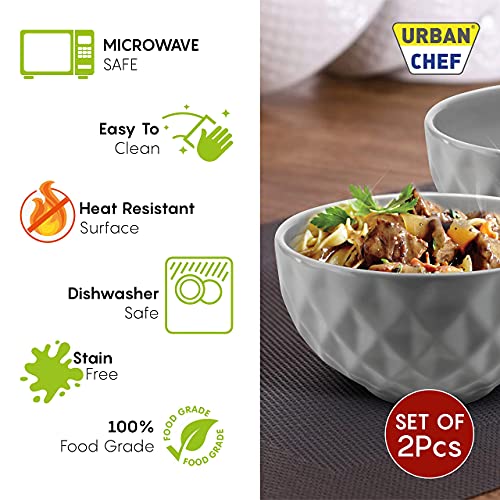 URBAN CHEF Ceramic Bowl | 500 ml | Kitchen Accessories Items for Home, Serving Bowl,Bowl Set for Gift, Microwave Safe Bowl Set, Ice Cream Bowl, Prism Ceramic Handcrafted (Set of 2 - Colour May Vary) - Image 2