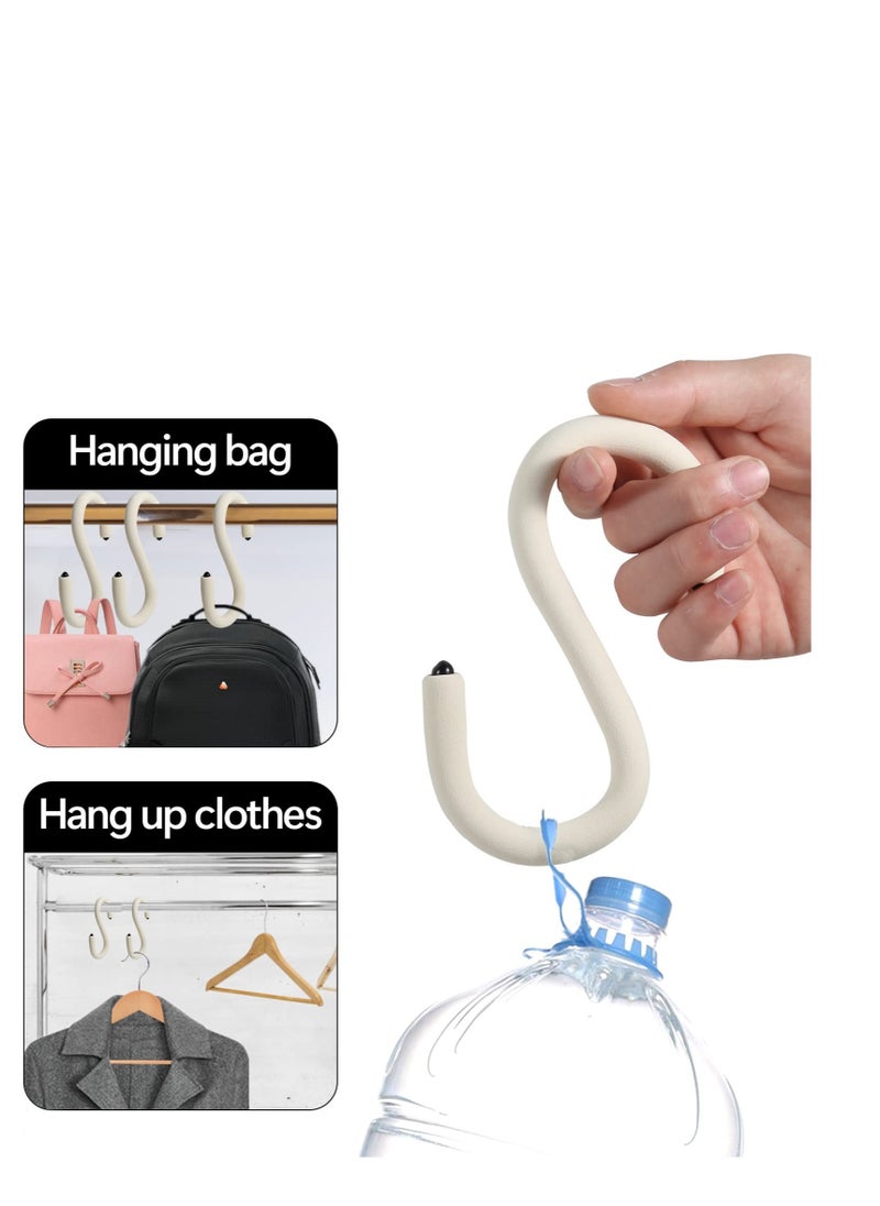 Excefore - 3 PCS S Shape  Purse Closet Hooks, Reusable Unique Design Utility Hooks, Flexible Neck for Easy Twist & Lock, Suitable for Hanging Bags, Purses, Handbags, Scarves,Cabinet Lock (White) - Image 1