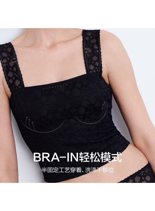 AIMER Lace Trim Casual Versatile Short Layering Tank Top With Wide Straps - Youthful & Flattering - Image 5