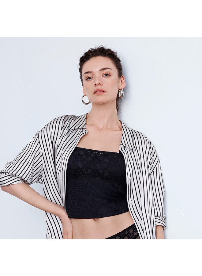 AIMER Lace Trim Casual Versatile Short Layering Tank Top With Wide Straps - Youthful & Flattering - Image 4