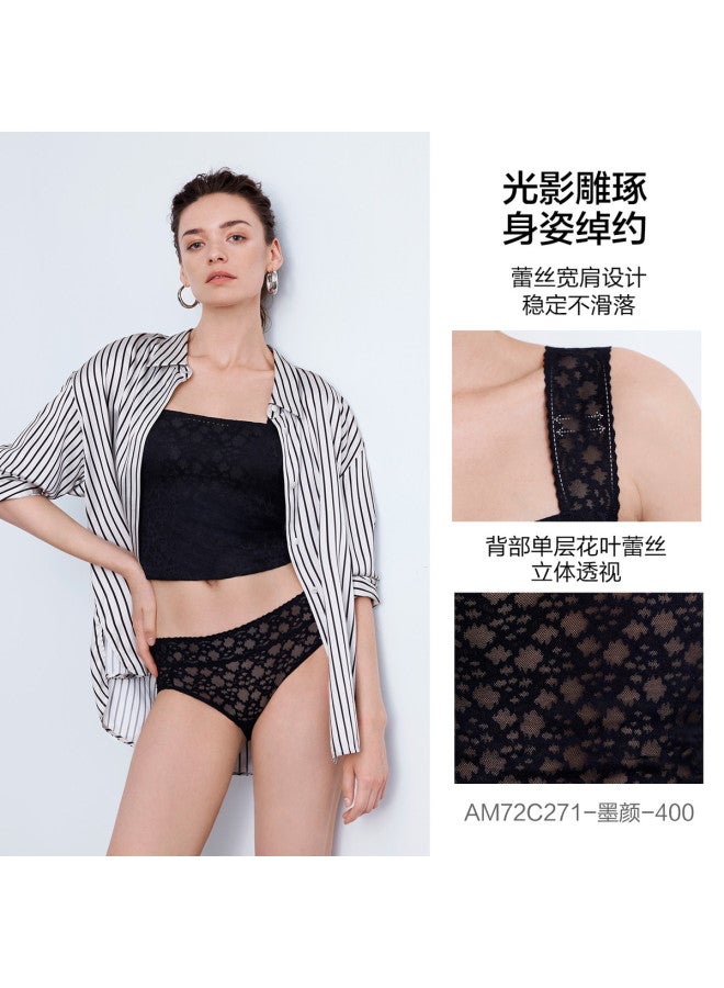 AIMER Lace Trim Casual Versatile Short Layering Tank Top With Wide Straps - Youthful & Flattering - Image 3