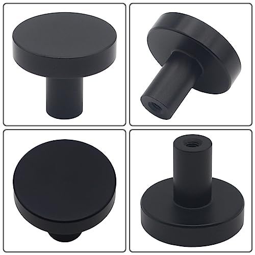 HANIHUA 30 Pack Black Cabinet Knobs, Solid Dresser Knobs s Kitchen Drawer Knob, Matte Black Single Hole Knob for Cabinets and Drawers Round - Image 4