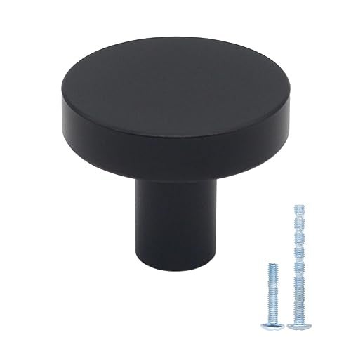 HANIHUA 30 Pack Black Cabinet Knobs, Solid Dresser Knobs s Kitchen Drawer Knob, Matte Black Single Hole Knob for Cabinets and Drawers Round - Image 1