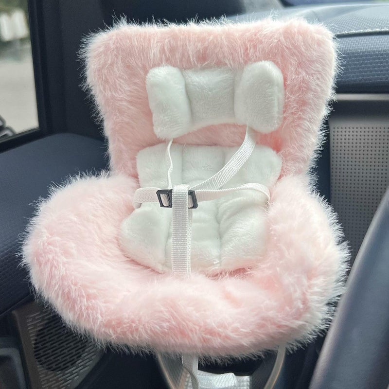 SwiftServ Doll Car Seat for 38 inch Figures Fits Character Plushes Blind Box Dolls Vinyl Collectibles Includes Air Vent Clip Desktop Stand Cute Car Ornament for Collectors Pink - Image 2