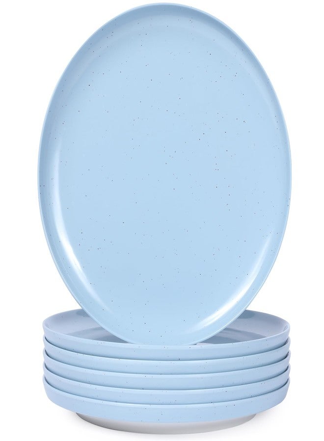 Webbylee Melamine Dessert Plates Set of 6-7.5" Serving Durable Dishes Perfect for Kitchen Outdoor Use,Durable Small Plates for Salad-Blue & Beige - Image 1