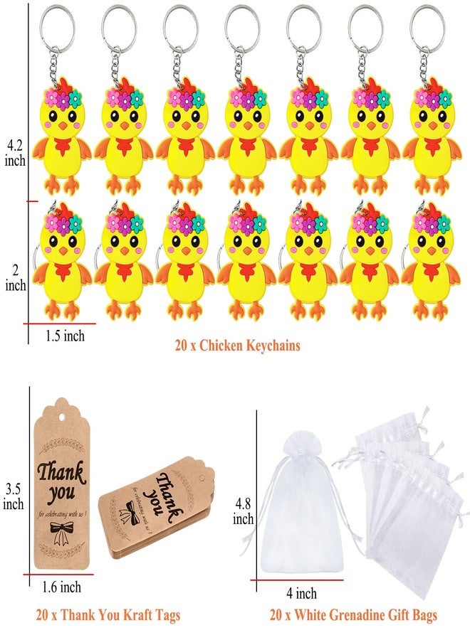 Elecrainbow 60 Pack Chicken Party Favors Include 20 Chicken Keychains, 20 Thank You Tags, 20 Gift Bags for Safari Party, Jungle Baby Shower - Image 2