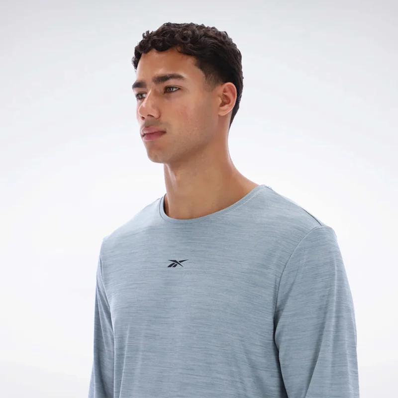 Reebok Leisure Blue Marl Reebok Yoga Relaxed Long Line Men's Tee - Leisure Blue Marl for Men | Best Price UAE