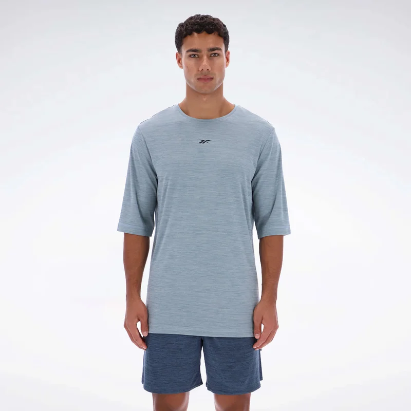 Reebok Yoga Relaxed Long Line Men's Tee - Leisure Blue Marl
