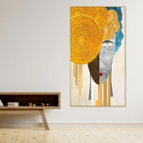 DEKORSTATION Modern Figure Floating Frame Abstract Geometric Art Canvas Painting Wall Art and Prints for Living Room Bedroom Office Wall Décor (18 Inch x 12 Inch) - Image 1